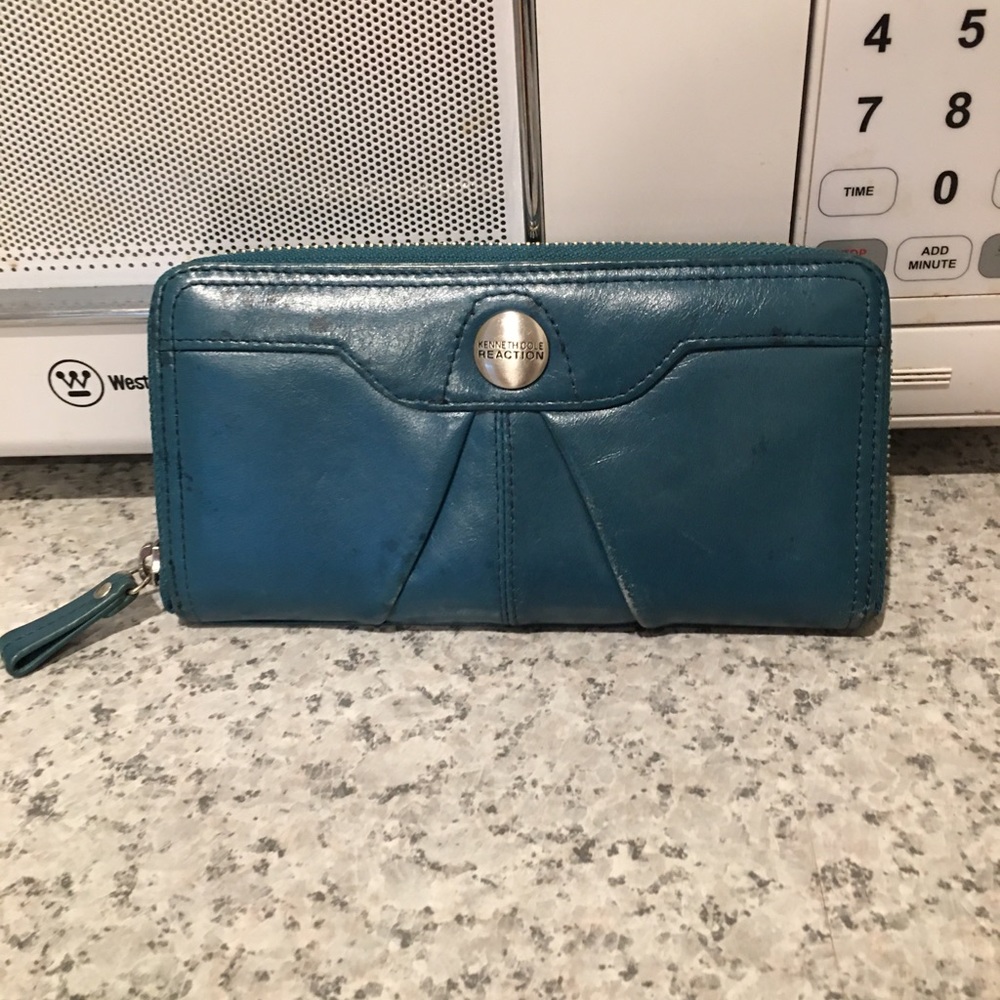 Teal genuine leather wallet